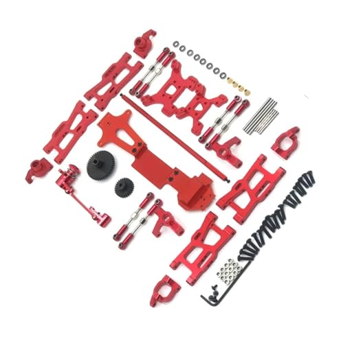 Für Wltoys 144001 144002 144010 1/14 RC Autozubehör Metall-Tuning-Teile-Kits Schwinge Verbindungsstange Lenkblock Änderung Dekoration RC Autozubehör(Red) von NAFRECX