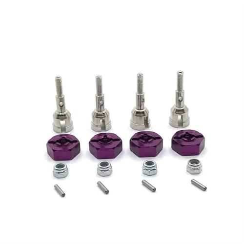 Für Wltoys A949 A959 A959-B A969 A979 K929 1/18 Metall Antriebswelle Rad Achse Tasse Und 12mm Rad Hex Adapter Ersatz RC Auto Upgrade Teile RC Autozubehör(Purple) von NAFRECX