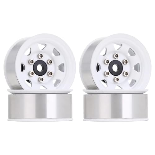 Kompatibel Mit Axial 90069 D90 TF2 Für Tamiya CC01 LC70 Für MST Für JIMNY, 4 Stück, Metall, 1,55 Zoll Beadlock-Felge, 1/10 RC Crawler Car RC Auto Ersatzteile(White) von NAFRECX