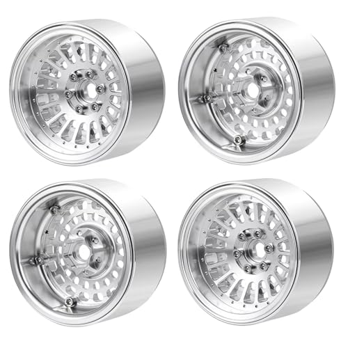 Kompatibel Mit Axial Für SCX10 Für Wraith Für TRX4 Für TRX6 D90 Zubehör Aluminiumlegierung 2,2" Beadlock Felgen Naben 1/10 RC Crawler RC Auto Ersatzteile(Silver,4PCS) von NAFRECX