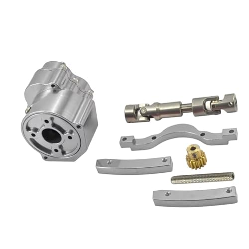 Kompatibel Mit Axial Scx10 Upgrade-Teilen 1/10 Rc Crawler Car Metallgetriebe Niedriggeschwindigkeitsgetriebe Mit Motorgetriebezubehör RC Auto Ersatzteile(Silver) von NAFRECX