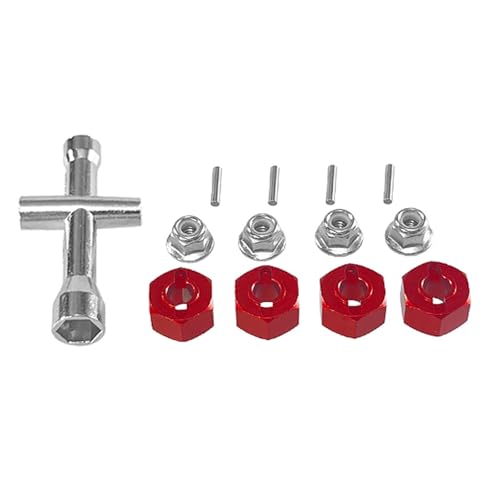 Kompatibel Mit Hyper Für Go Für MJX 14209-10 H14BM 14301-02-03 1/16 1/14 Fernbedienung Auto Upgrade Kreuzschlüssel Hex Set M4 Mutter Teile RC Auto Ersatzteile(Red) von NAFRECX