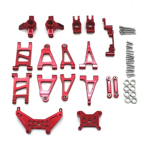 Kompatibel Mit MJX 14303 14301 14302 4WD 1/14 Ferngesteuertes Auto, Metall-Upgrade-Teile, Zerbrechliches Set Mit 10 Teilen RC Auto Ersatzteile(Red) von NAFRECX