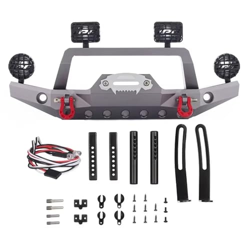 Kompatibel Mit TRX4 Für Defender 1/10 RC Crawler Car Upgrade Teile Zubehör Metall Frontstoßstange Mit Licht RC Auto Ersatzteile(Gray) von NAFRECX