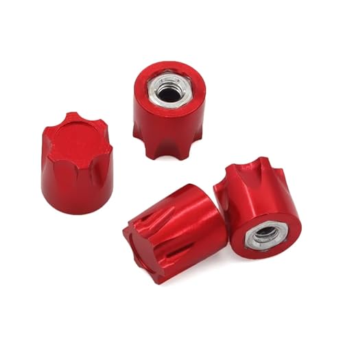 Kompatibel Mit TRX4 Für TRX6 Für Slash D90 D110 Für SCX10 Für HSP Für Tamiya Für Yokomo 1/10 RC Auto RC Drift Aluminiumlegierung M4 Mutter Felgenkappen RC Auto Ersatzteile(Red) von NAFRECX