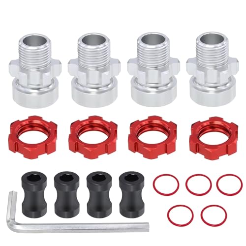 Kompatibel Mit Traxxas Für Slash 2wd Für Rustler Für Stampede Für Bandit 4WD 4X4 1/10 RC Autoteile Metallkeilrad-Sechskantnabenadapter RC Auto Ersatzteile(Red) von NAFRECX
