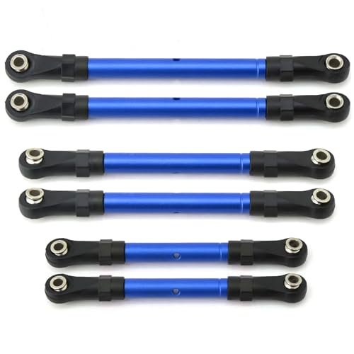 Kompatibel Mit Traxxas Für Slash Für Hoss Für Rustler Für Stampede 4x4 1/10 RC Auto Metall Spannschlösser Zugstange Verbindungsstange Lenkstangenset RC Auto Ersatzteile(Blue) von NAFRECX