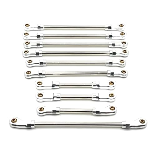 Kompatibel Mit WLtoys 104006 104010 104020 104026 1/10 RC Auto Teile Zubehör Metall Upgrade Volle Auto Spurstange RC Auto Ersatzteile(Silver) von NAFRECX