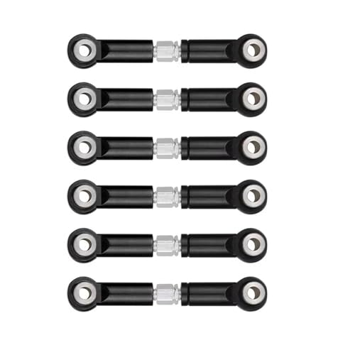 Kompatibel Mit Wltoys A949 A959 A969 A979 K929 1/18 RC-Autozubehör 6er-Pack Metall-Trolley-Autolenkung Oszillierender Servogestängearm RC Auto Ersatzteile(Black) von NAFRECX