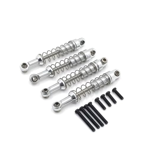 RC-Stoßdämpfer Kompatibel Mit MN D90 D91 D96 Für MN98 99S Für WPL C14 C24 B14 B24 1/12 RC-Autoteile-Zubehör 4-teiliges Metallgehäuse Für Federdämpfer(Silver) von NAFRECX