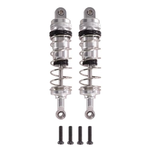 RC-Stoßdämpfer Kompatibel Mit WLtoys 144001 144002 144010 124019 RC Auto Upgrade Teile Metall 2 Stück Öltyp Stoßdämpfer Verstellbar(Silver) von NAFRECX