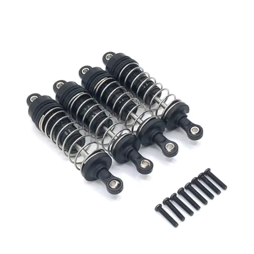 RC-Stoßdämpfer Kompatibel Mit Wltoys 124019 144001 RC Auto Upgrade Teile Zubehör 4 Stück Metall Vorne Hinten Für Universelle Stoßdämpfer(Black) von NAFRECX