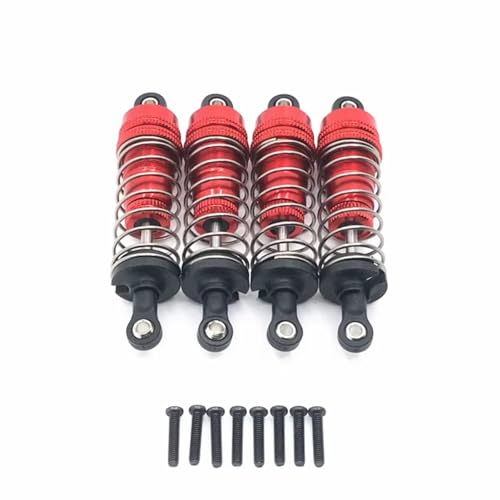 RC-Stoßdämpfer Kompatibel Mit Wltoys 124019 144001 RC Auto Upgrade Teile Zubehör 4 Stück Metall Vorne Hinten Für Universelle Stoßdämpfer(Red) von NAFRECX