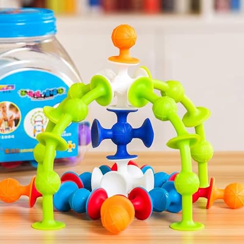 NAGU DIY 48 weiche Silikon-Saugball-Bausteine ​​Puzzle-Spielzeug für Kinder, Silikon-Bausteine ​​Spielzeug zusammengebauter Saugnapf von NAGU