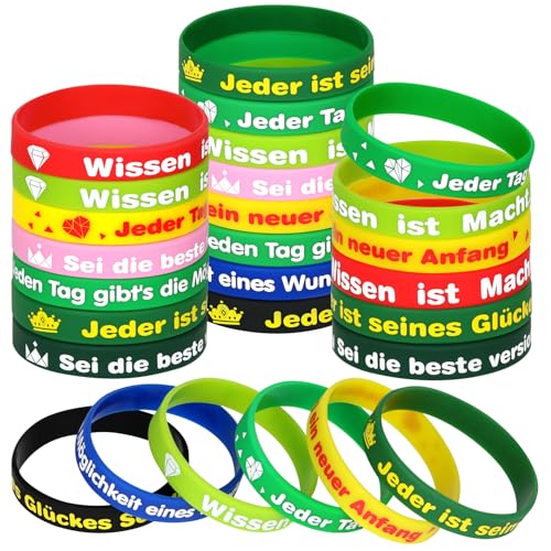 NAHRMY 30 Stück Motivationsarmbänder auf Deutsch Inspirierend Silikon Armbänder für Männer und Frauen Jugendlichen Studenten Geschenke NAHRMY 30 Stück Motivationsarmbänder auf Deutsch Inspirierend Silikon Armbänder für Männer und Frauen Jugendlichen Studenten Geschenke von NAHRMY