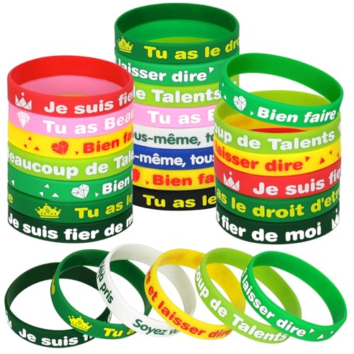 NAHRMY 30 Stück Motivationsarmbänder auf Französisch Inspirierend Silikon Armbänder für Männer und Frauen Jugendlichen Studenten Geschenke NAHRMY 30 Stück Motivationsarmbänder auf Französisch Inspirierend Silikon Armbänder für Männer und Frauen Jugendlichen Studenten Geschenke von NAHRMY