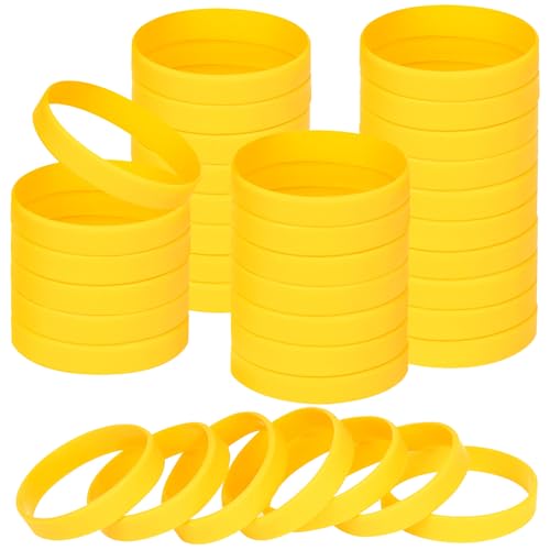 NAHRMY Silikon Armbänder Mehrere Farben Gummiarmbänder Sport Gummi Armband Silikonarmbänder Silicone Wristband für Männer Frauen Sport Party Dekoration Kleine Geschenke (Gelb) von NAHRMY