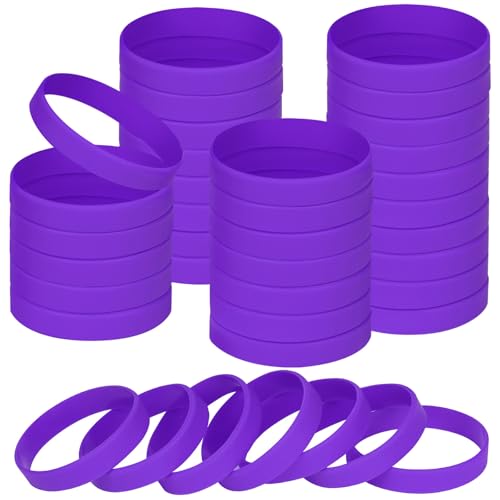 NAHRMY Silikon Armbänder Mehrere Farben Gummiarmbänder Sport Gummi Armband Silikonarmbänder Silicone Wristband für Männer Frauen Sport Party Dekoration Kleine Geschenke (Lila) von NAHRMY