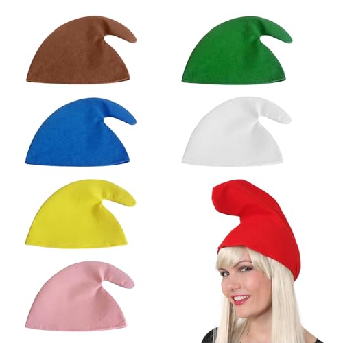 NAJILI 7 Stück Zwergenmützen für Erwachsene kinder,Zwerge Lustige Gruppenkostüm,Schlumpf MüTze für Halloween,Karneval, Weihnachten,KostüMpartys von NAJILI