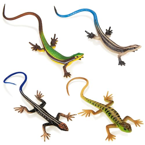 NAKIMO Plastic Lizard Toys Lizard Figure Realistic Fake Lizards Artificial Model Reptile Toy for Cake Decoration Prank Props Educational Toys (4Pcs) von NAKIMO
