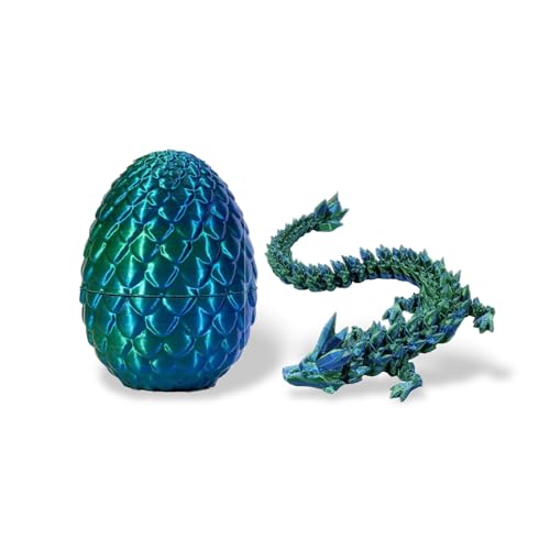 3D gedruckte Drachen-Action-Figuren, 3D Gedruckter Drache im Ei, gelenkiger Drache 3D gedrucktes Zappelspielzeug für Autismus/ADHD (Laser Grün) von NAKUL