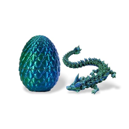 3D gedruckte Drachen-Action-Figuren, 3D Gedruckter Drache im Ei, gelenkiger Drache 3D gedrucktes Zappelspielzeug für Autismus/ADHD (Laser Violet) von NAKUL