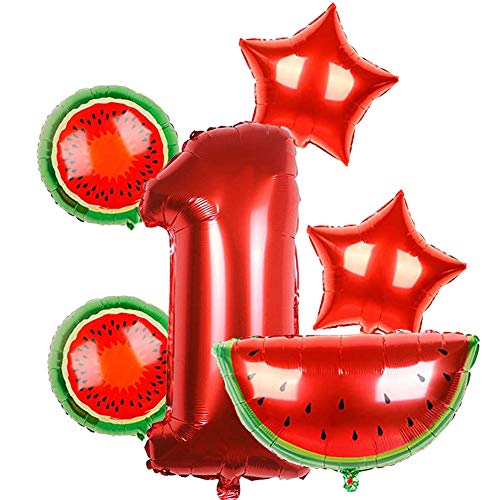 Folienballon, NALCY Nummer 1 Ballons, Wassermelone Folienballons One in a Melone Ballon-Banner Digitaler Ballon 1. Geburtstag Partyzubehör Dekoration für Kinder Sommer-Obst-Dekorationen von NALCY