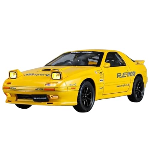 NALora Motorfahrzeuge Replika Auto 1:24 Für Mazda RX7 Legierung Sportwagen Modell Diecast Metall Fahrzeug Sound Und Licht Sammlung Originalgetreue Nachbildung (Color : Yellow) von NALora