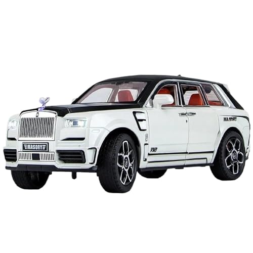 NALora Motorfahrzeuge Replika Auto 1:24 Für Rolls Royce Cullinan SUV-Modellauto, Zinklegierung, Zurückziehbare Druckgussautos Mit Soundlicht Originalgetreue Nachbildung (Color : White) von NALora