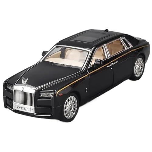 NALora Motorfahrzeuge Replika Auto 1:24 Für Rolls-Royce-Phantom-Modell, Legierung, Zurückziehbare Druckgussautos Mit Sound Und Licht, Sammler-Replik Originalgetreue Nachbildung (Color : Black) von NALora