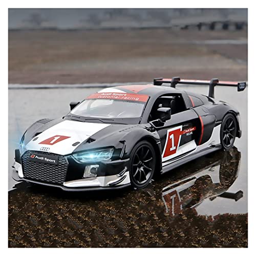 NALora Motorfahrzeuge Replika Auto 1:32 Für Audi R8 LMS Simulation Legierung Rennwagen Modell Metall Sound Licht Spielzeug Fahrzeuge Dekoratives Geschenk Originalgetreue Nachbildung (Color : Black) von NALora