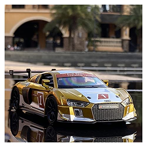 NALora Motorfahrzeuge Replika Auto 1:32 Für Audi R8 LMS Simulation Legierung Rennwagen Modell Metall Sound Licht Spielzeug Fahrzeuge Dekoratives Geschenk Originalgetreue Nachbildung (Color : Gold) von NALora