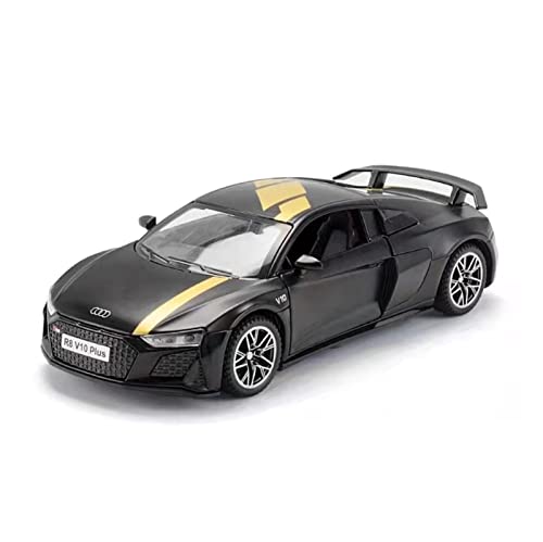 NALora Motorfahrzeuge Replika Auto 1:32 Für Audi R8 V10 Legierung Sportwagenmodell Simulation Sound Und Licht Ziehen Spielzeug Zurück Originalgetreue Nachbildung (Color : Black) von NALora