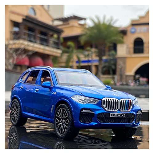 NALora Motorfahrzeuge Replika Auto 1:32 Simulation Für BMW X5 SUV Legierung Automodell Druckguss Sound Licht Pull-Back Fahrzeug Spielzeug Geschenke Display Originalgetreue Nachbildung (Color : Blue) von NALora