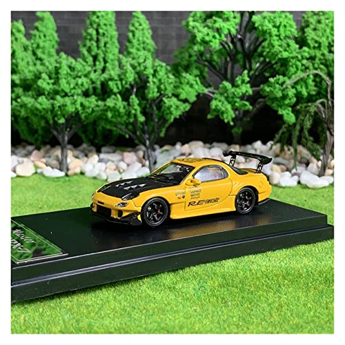NALora Motorfahrzeuge Replika Auto 1:64 Für Mazda RX7 RX-7 Simulation Diecast Metal Sportwagen Modellsammlung Souvenir Ornamente Display Originalgetreue Nachbildung (Color : Yellow) von NALora