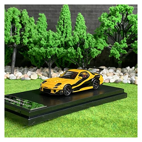 NALora Motorfahrzeuge Replika Auto 1:64 Für Mazda RX7 RX-7 Simulation Diecast Metal Sportwagen Modellsammlung Souvenir Ornamente Display Originalgetreue Nachbildung (Color : Yellow B) von NALora