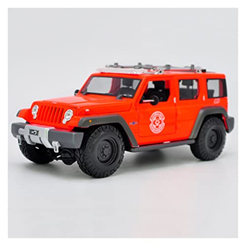 NALora Motorfahrzeuge Replika Auto Diecast 1:18 Für Jeep Wrangler Geländewagen Legierung Automodell Polizei Feuerwehrauto Autogeschenke Originalgetreue Nachbildung (Color : Red) von NALora