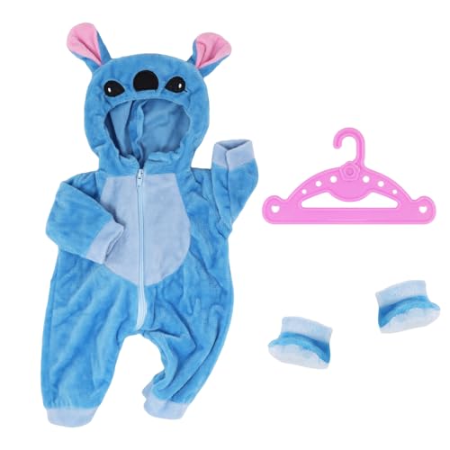 Kleidung Outfits für Baby Puppen, Puppenkleidung 35-45cm für Große Babypuppen, Baby Puppenkleidung Zubehör Set mit Overall Aufhänger Socken, Geschenke für Mädchen Jungen (Blau) von NAMIS