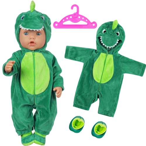 Kleidung Outfits für Baby Puppen, Puppenkleidung 35-45cm für Große Babypuppen, Baby Puppenkleidung Zubehör Set mit Overall Aufhänger Socken, Geschenke für Mädchen Jungen (Grün) von NAMIS