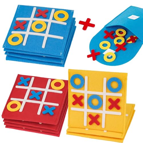 12 Stück Tic Tac Toe Spiel Filz für Kinder Brettspiel Spielzeug Neun Raster Mitgebsel Kindergeburtstag Bunt Lernspielzeug für Familie Party Eltern-Kind Interaktives von NAMIS