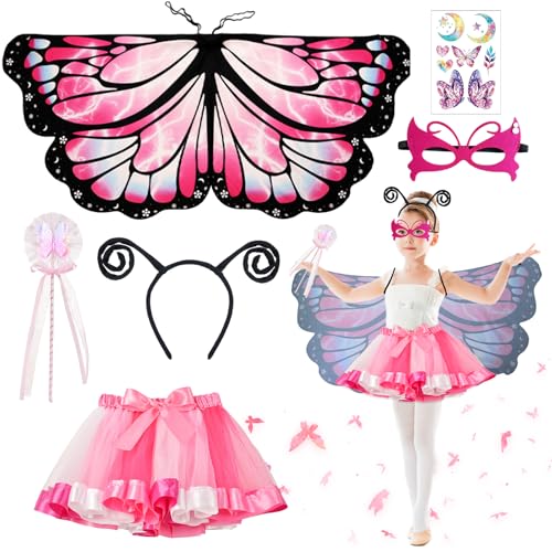 6 Stück Schmetterling Kostüm Kinder Mädchen, Faschingskostüme Kinder mit Schmetterlingsflügel Maske Tutu Rock Tüllrock Tattoos Haarband Feenstab, Kostüme für Kinder Halloween Karneval Fasching Cosplay 6 Stück Schmetterling Kostüm Kinder Mädchen, Faschingskostüme Kinder mit Schmetterlingsflügel Maske Tutu Rock Tüllrock Tattoos Haarband Feenstab, Kostüme für Kinder Halloween Karneval Fasching Cosplay von NAMIS