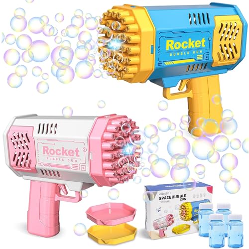 Seifenblasenpistole Kinder, 2 stück 40 Loch Bubble Machine Gun mit 4 Flaschen SeifenblasenflüSsigkeit, Seifenblasen Pistole für Kinder, Bubble Gun-Spielzeug für Kinder Im Alter Von 4–8 Jahren von NAMIS
