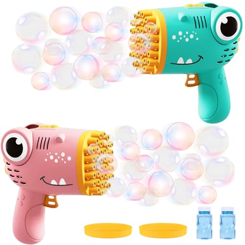 Seifenblasenpistole Kinder, 2 Stück 40 Loch Dino Bubble Machine Gun mit 2 Flaschen SeifenblasenflüSsigkeit, Seifenblasen Pistole für Kinder, Bubble Gun-Spielzeug für Kinder Outdoor Hochzeit Seifenblasenpistole Kinder, 2 Stück 40 Loch Dino Bubble Machine Gun mit 2 Flaschen SeifenblasenflüSsigkeit, Seifenblasen Pistole für Kinder, Bubble Gun-Spielzeug für Kinder Outdoor Hochzeit von NAMIS