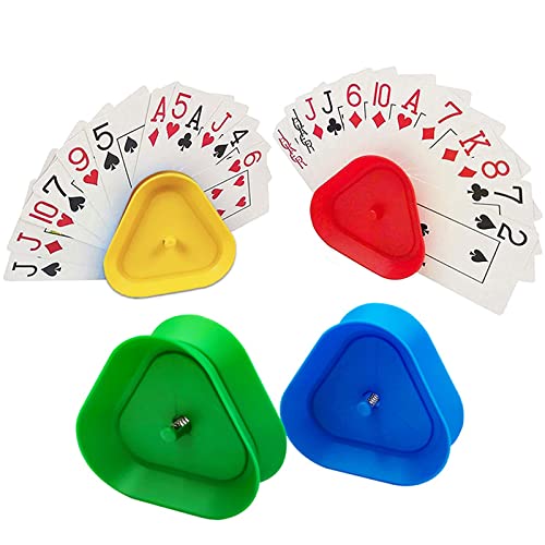 kartenhalter kinder spielkarten 4 Stück Spielkartenhalter Kinder Dreieck Spielkarten Halterung Spielkartenständer Kunststoff Kartenspiele Kartenhalter Spielkartenhalter für Senioren Kinder Erwachsene von NAMIS