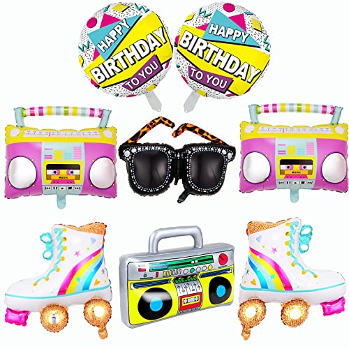 8 Stück Disco Aufblasbare Ballons, 80/90'er Party Hintergrund Folie Ballon Kit, Retro Hip Hop Ballons für Musikalische Thema Geburtstag Party Dekorationen 8 Stück Disco Aufblasbare Ballons, 80/90'er Party Hintergrund Folie Ballon Kit, Retro Hip Hop Ballons für Musikalische Thema Geburtstag Party Dekorationen von NAMIX