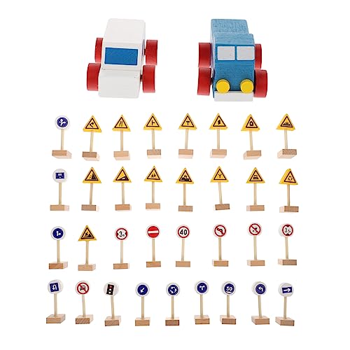 NAMOARLY 1 Satz Holz Verkehrsschild Lernspielzeug für Realistischen Verkehrsschildern Verkehrssicherheit und Bildung für Frühe Transporterziehung von NAMOARLY