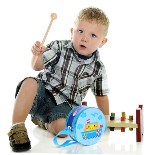 NAMOARLY 1 Satz Karton Schlaginstrument Holz Trommel für Handgefertigtes Musikinstrument mit Trommelstock Fördert Kognitive und Sensorische Entwicklung Geeignet für Partys und von NAMOARLY