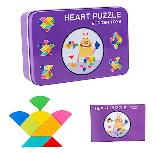 NAMOARLY 1 Satz Kinderzubehör Puzzle Mit Geometrischer Form Tangram Aus Holz Pädagogisches Tangram Hölzern Violett von NAMOARLY