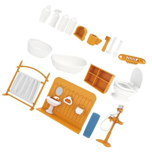 NAMOARLY 1 Satz Mini-Hausschmuck Puppenhaus Möbel klein Badezimmer Set Badezimmer Kinderzimmer Dekoration Set Mini- -Badezimmer Plastik Yellow von NAMOARLY