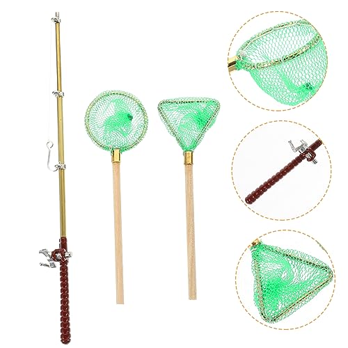 NAMOARLY 1 Satz Mini-angelrutenspielzeug Anlage Angelspielzeug Teich Pole Strand Winzig Puppenhaus Angelrute Für Heimwerken Bausatz Tiere Mini -fischereistange Farn Legierung Green von NAMOARLY